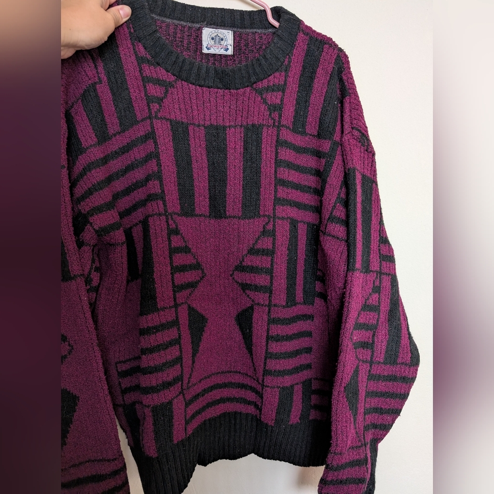 Grandpa Black and Magenta Sweater